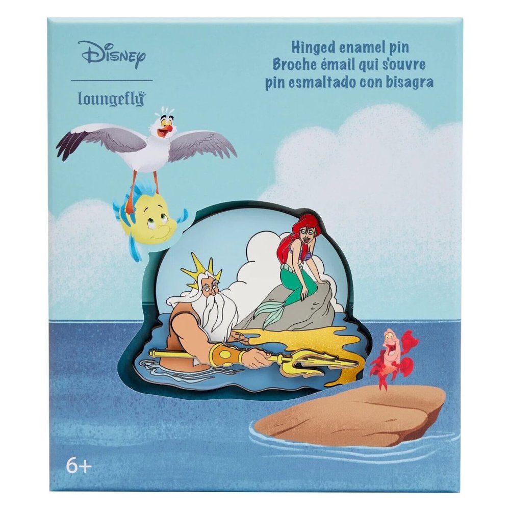 Loungefly Disney Little Mermaid Pin LE 1800 King Triton Ariel Hinged Enamel Pin - Picture 1 of 4